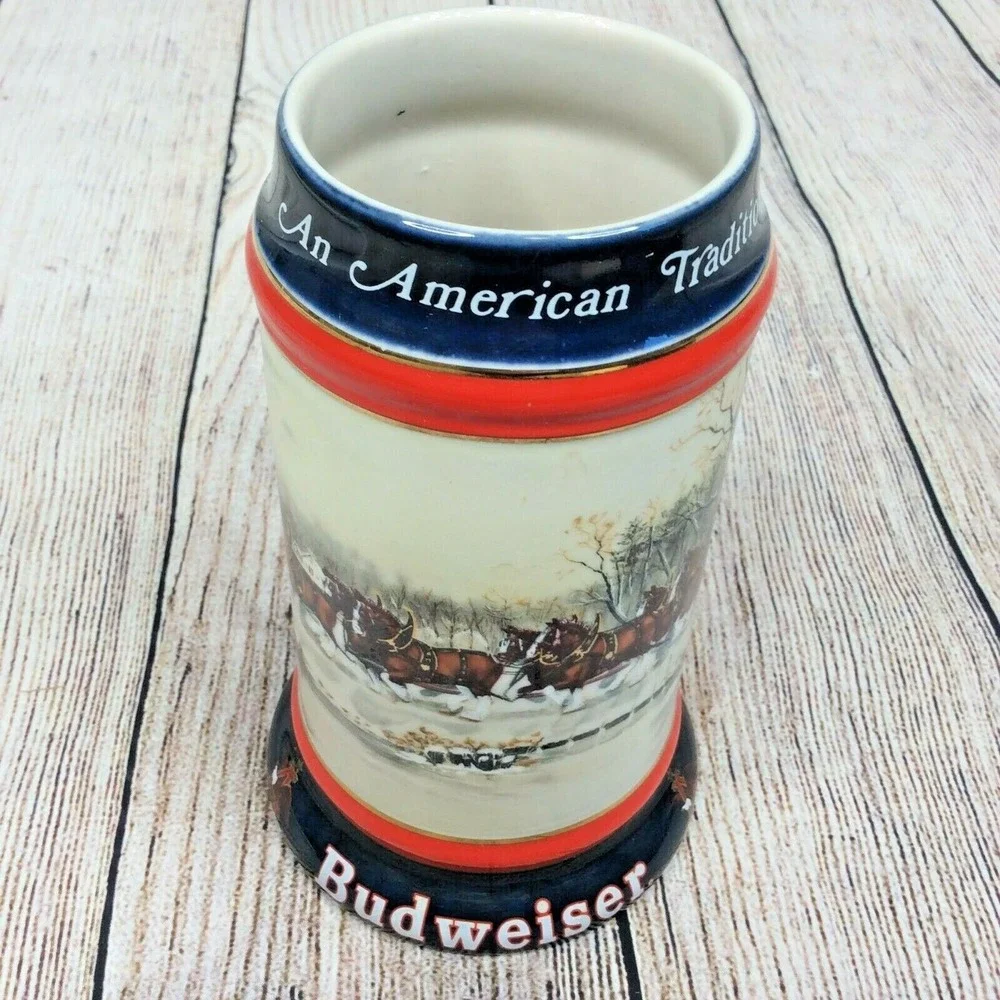 Budweiser Beer Stein Collector Series 1990 AMERICAN TRADITION Vintage Horses